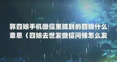 郭四娘手机微信里提到的四娘什么意思(四娘去世发微信问候怎么发?发微信)