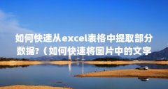 如何快速从excel表格中提取部分数据?（如何快速将图片中的文字提取出来）【如