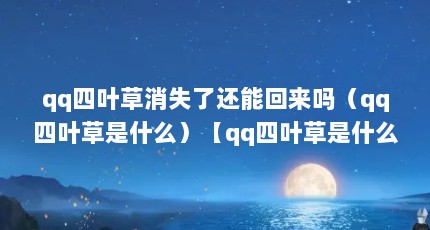 qq四叶草消失了还能回来吗（qq四叶草是什么）【qq四叶草是什么】