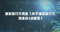 浦发银行万用金【关于浦发银行万用金的3点解答】