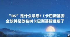 “BS”是什么意思?(卡巴斯基安全软件是改名叫卡巴斯基标准版了吗?)【卡巴