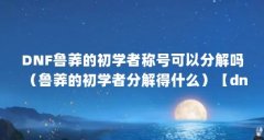 DNF鲁莽的初学者称号可以分解吗(鲁莽的初学者分解得什么)【dnf鲁莽初学者称