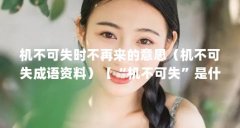 机不可失时不再来的意思(机不可失成语资料)【“机不可失”是什么意思解释