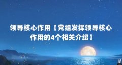 领导核心作用【党组发挥领导核心作用的4个相关介绍】
