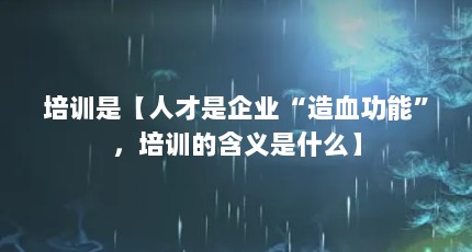 培训是【人才是企业“造血功能”，培训的含义是什么】