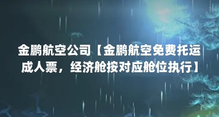 金鹏航空公司【金鹏航空免费托运成人票，经济舱按对应舱位执行】