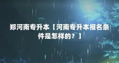 郑河南专升本【河南专升本报名条件是怎样的?】