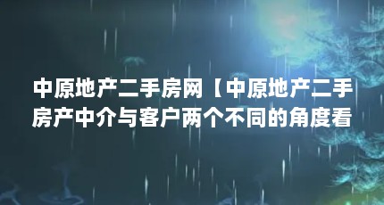 中原地产二手房网【中原地产二手房产中介与客户两个不同的角度看房产中介的看法】