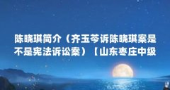 陈晓琪简介(齐玉芩诉陈晓琪案是不是宪法诉讼案)【山东枣庄中级人民法院陈
