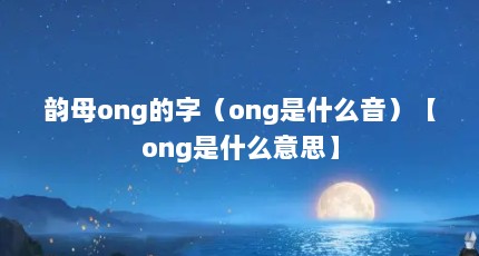 韵母ong的字（ong是什么音）【ong是什么意思】