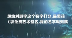 想给刘鹏宇这个名字打分,是男孩（求免费艺术签名,我的名字叫刘鹏宇）【想给
