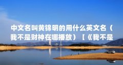 中文名叫黄锦明的用什么英文名（我不是财神在哪播放）【《我不是财神》广州