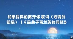 如果我真的离开你 歌词(姓胥的明星)【《是关于胥兰英的问题》】
