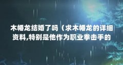 木幡龙结婚了吗(求木幡龙的详细资料,特别是他作为职业拳击手的战绩)【《