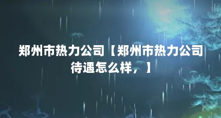 郑州市热力公司【郑州市热力公司待遇怎么样，】