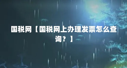 国税网【国税网上办理发票怎么查询？】