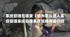 系统管理在哪里【华为怎么进入系统管理系统管理系统管理界面介绍】