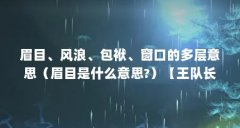 眉目、风浪、包袱、窗口的多层意思（眉目是什么意思?）【王队长明察暗访眉