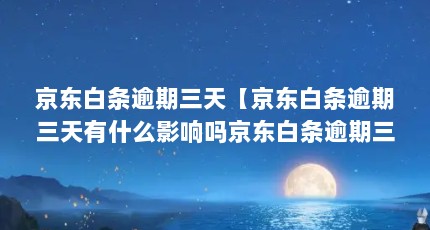 京东白条逾期三天【京东白条逾期三天有什么影响吗京东白条逾期三天怎么处理】