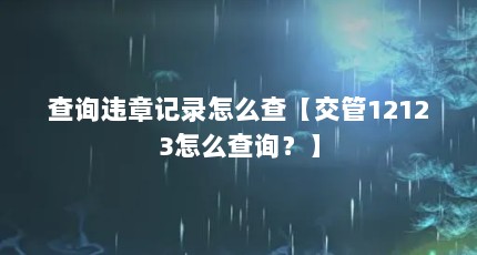 查询违章记录怎么查【交管12123怎么查询？】