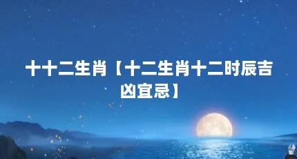 十十二生肖【十二生肖十二时辰吉凶宜忌】
