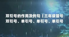 双引号的作用及例句【三年级冒号双引号、单引号、单引号、单引号、破折号的