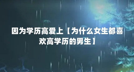 因为学历高爱上【为什么女生都喜欢高学历的男生】