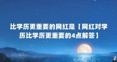 比学历更重要的网红是【网红对学历比学历更重要的4点解答】