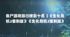 丧尸游戏排行榜前十名【《生化危机2重制版》《生化危机2重制版》《生化危机