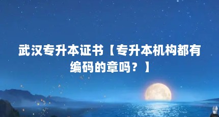 武汉专升本证书【专升本机构都有编码的章吗？】