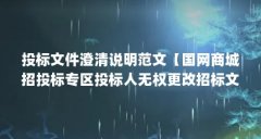 投标文件澄清说明范文【国网商城招投标专区投标人无权更改招标文件澄清函】