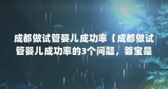 成都做试管婴儿成功率【成都做试管婴儿成功率的3个问题,蓉宝是怎么诞生的