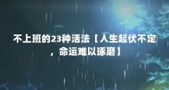 不上班的23种活法【人生起伏不定,命运难以琢磨】