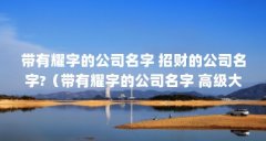 带有耀字的公司名字 招财的公司名字?(带有耀字的公司名字 高级大气名字?)