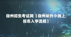 宿州招生考试网【宿州幼升小线上报名入学流程】