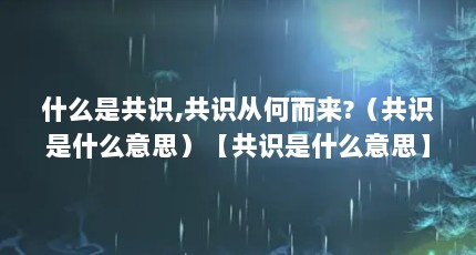 什么是共识,共识从何而来?（共识是什么意思）【共识是什么意思】