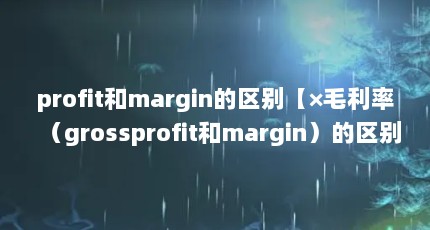 profit和margin的区别【×毛利率（grossprofit和margin）的区别】