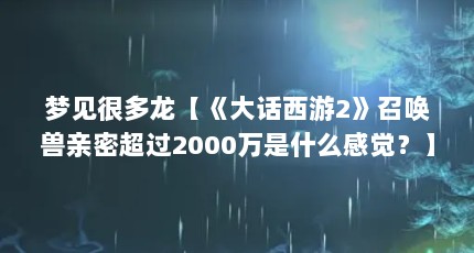 梦见很多龙【《大话西游2》召唤兽亲密超过2000万是什么感觉？】