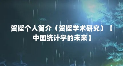 贺铿个人简介（贺铿学术研究）【中国统计学的未来】