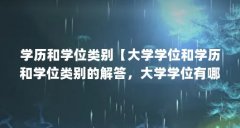 学历和学位类别【大学学位和学历和学位类别的解答，大学学位有哪些】