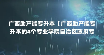 广西助产能专升本【广西助产能专升本的4个专业学院自治区政府专科54专科】
