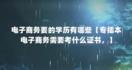 电子商务要的学历有哪些【专插本电子商务需要考什么证书，】