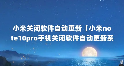 小米关闭软件自动更新【小米note10pro手机关闭软件自动更新系统自动更新步骤】