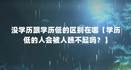 没学历跟学历低的区别在哪【学历低的人会被人瞧不起吗？】