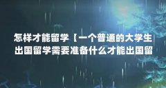 怎样才能留学【一个普通的大学生出国留学需要准备什么才能出国留学】