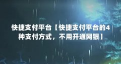 快捷支付平台【快捷支付平台的4种支付方式,不用开通网银】