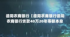 德阳农商银行【德阳农商银行德阳农商银行贷款40万20年等额本息还款多少】