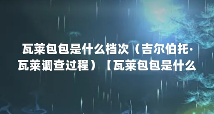 瓦莱包包是什么档次（吉尔伯托·瓦莱调查过程）【瓦莱包包是什么档次】