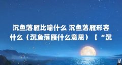 沉鱼落雁比喻什么 沉鱼落雁形容什么(沉鱼落雁什么意思)【“沉鱼落雁”是