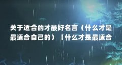 关于适合的才最好名言(什么才是最适合自己的)【什么才是最适合自己的,最